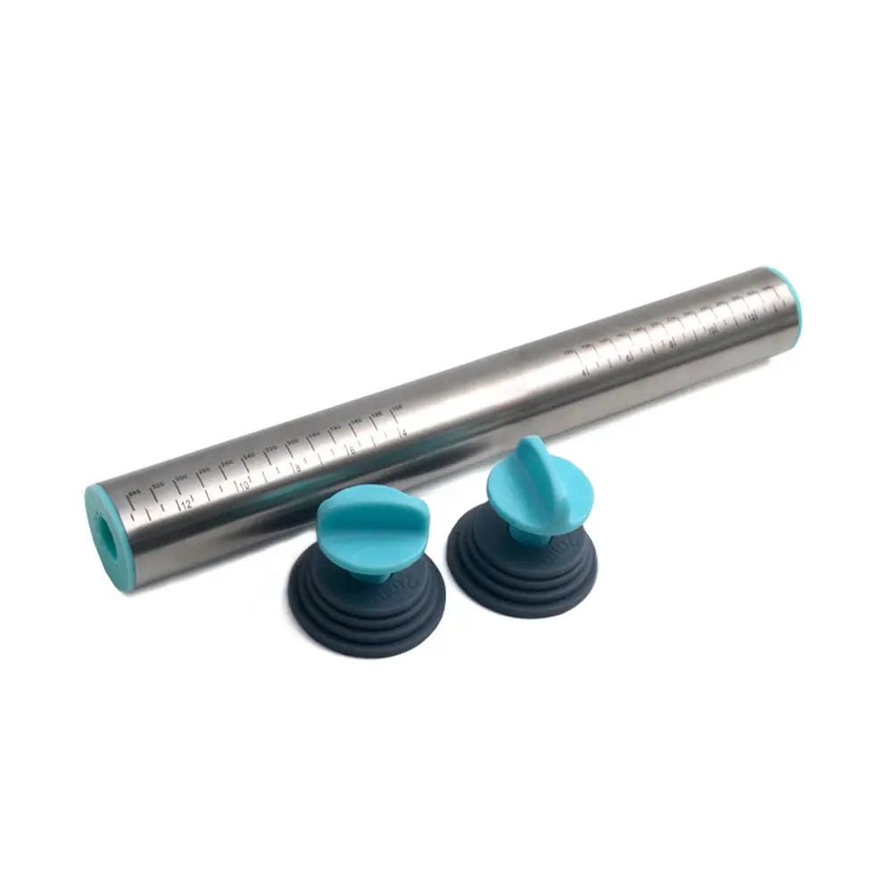

1Pcs Stainless Steel Rolling Pin Satin Brushed Finish Scale Thickness Adjustable Rolling Stick Kitchen Baking Dough Pastry Pizza