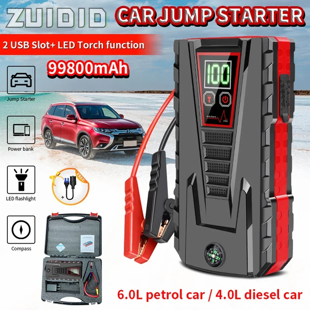 

99800mAh Car Jump Starter Power Bank Portable Car Battery Starter Charger 12V Starting Device Petrol Diesel Emergency Booster