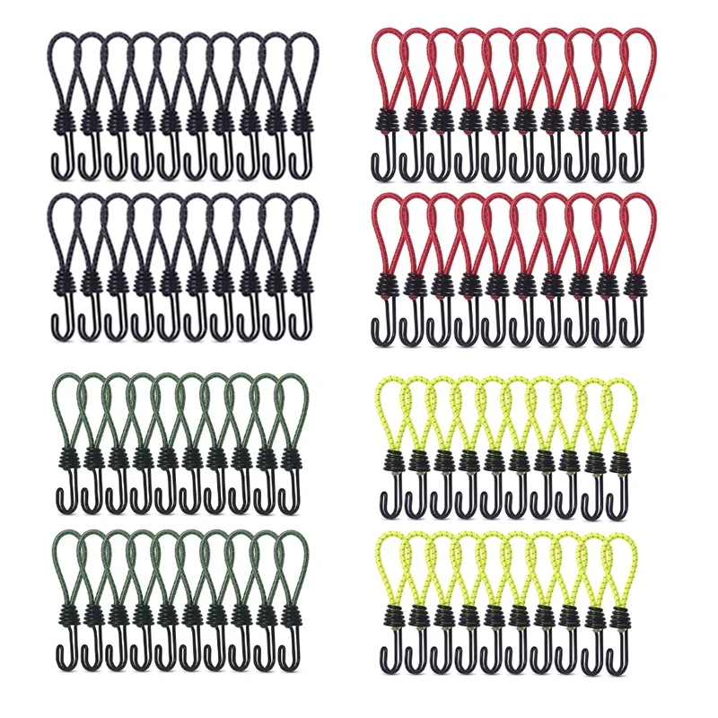 

AA79 New 20PCS Tent Elastic Rope Cord Hook Outdoor Camping Canopy Tarp Tent Fixing Cord String Carabiner Hooks Accessories