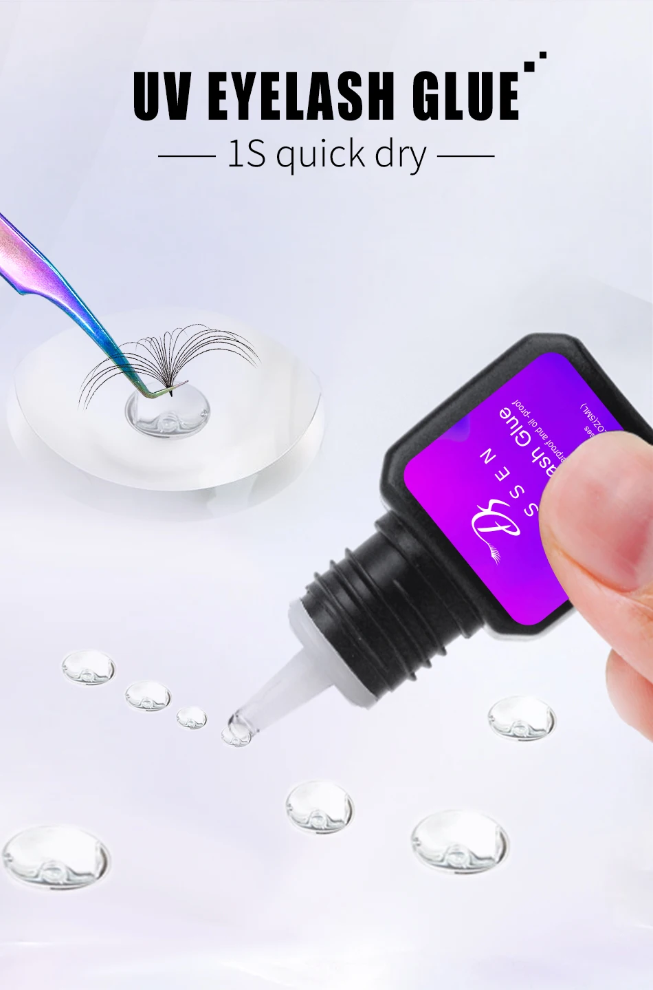 Dassen 5ml UV-Wimpernverlängerungskleber 1S Schnelltrocknend Starker Halt Langanhaltend Nicht-reizender Klebstoff für Nerz-Wimpern Professionell – Detail 4