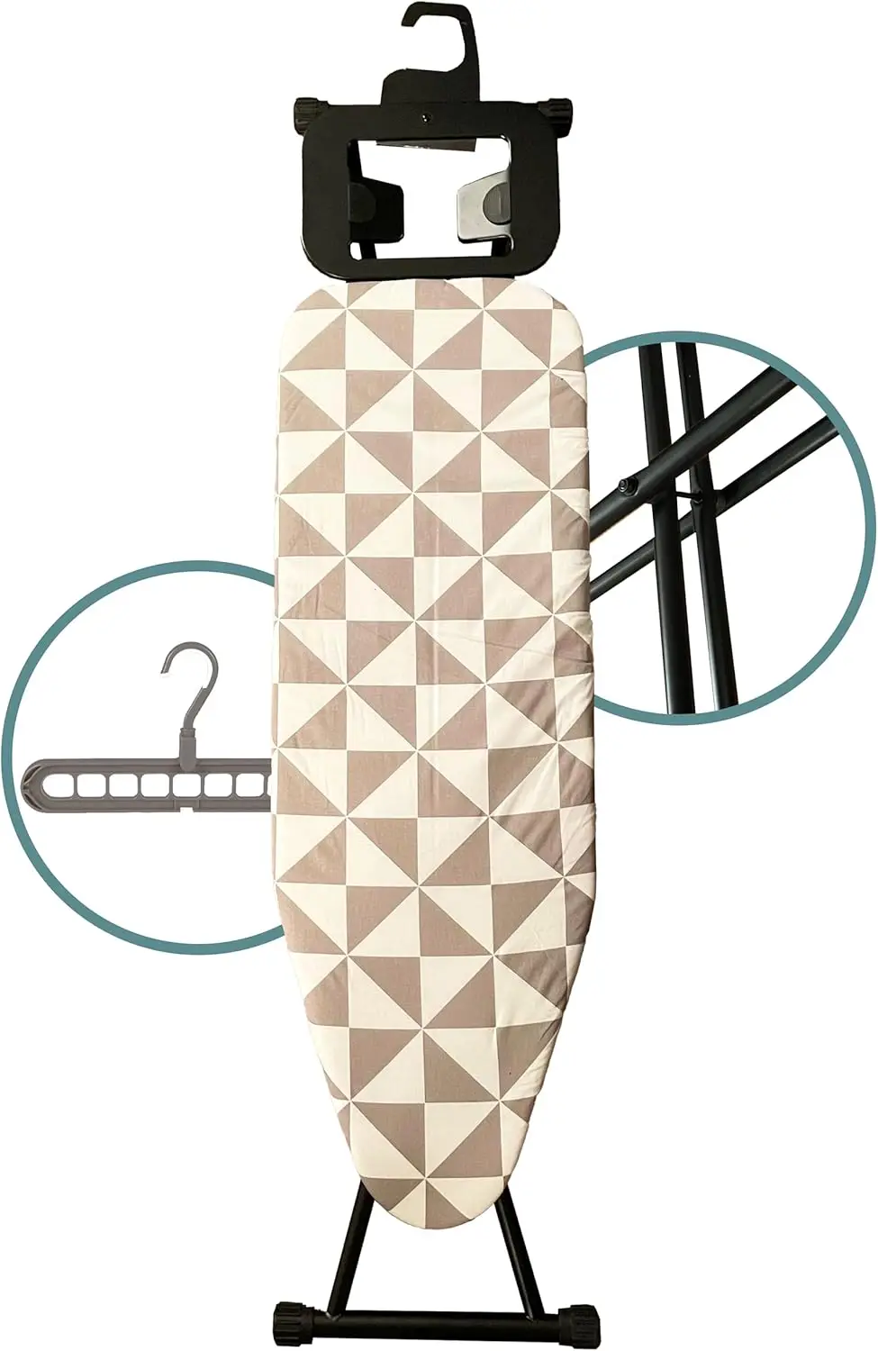 

Foldable Ironing Board with Adjustable Height, Thick Pad & Safety Stand for Small Spaces