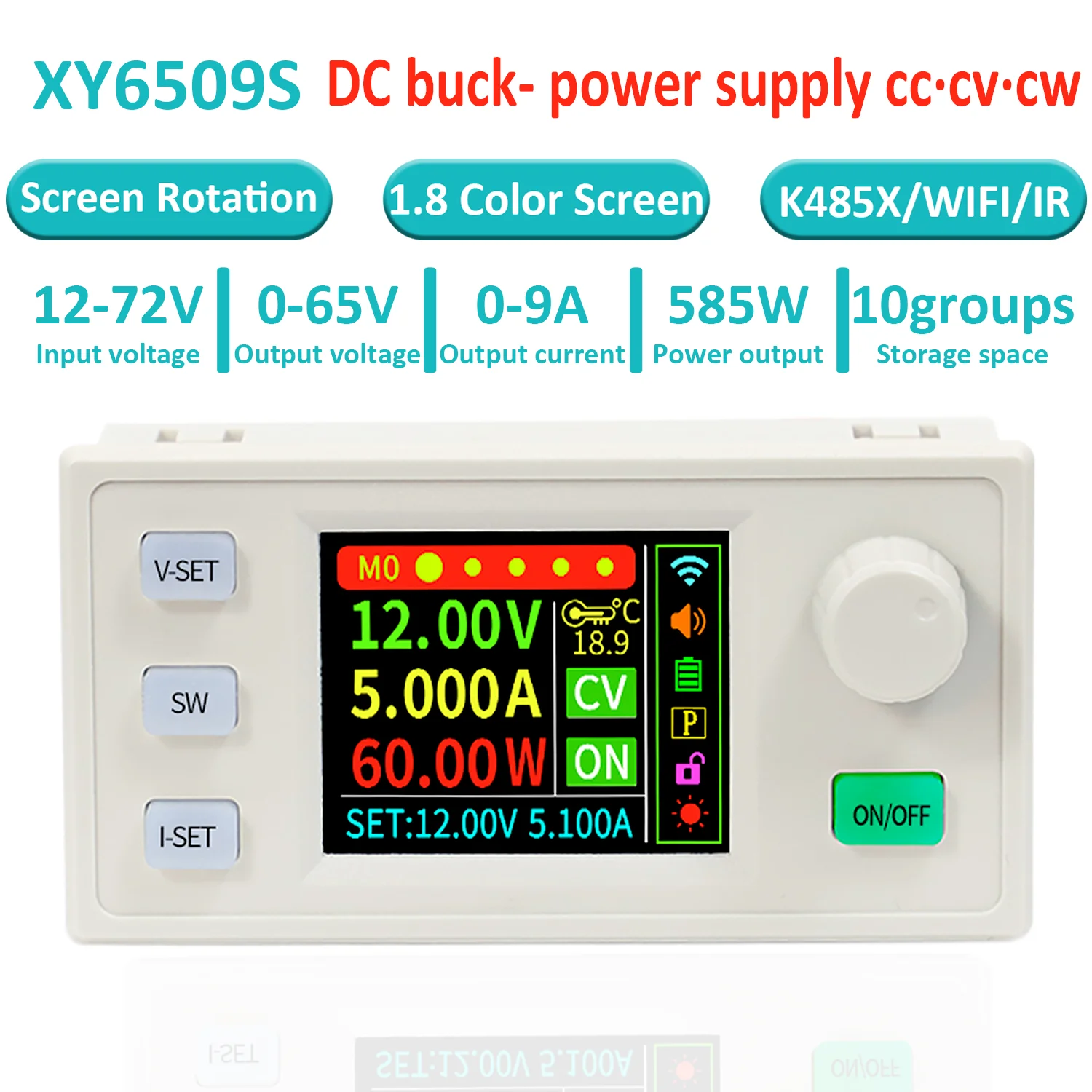 

XY6509S CNC DC Regulated Power Supply DC Buck Converter 0-65V 585W Step-Down Stabilized Voltage Current Regulator withLCD Screen
