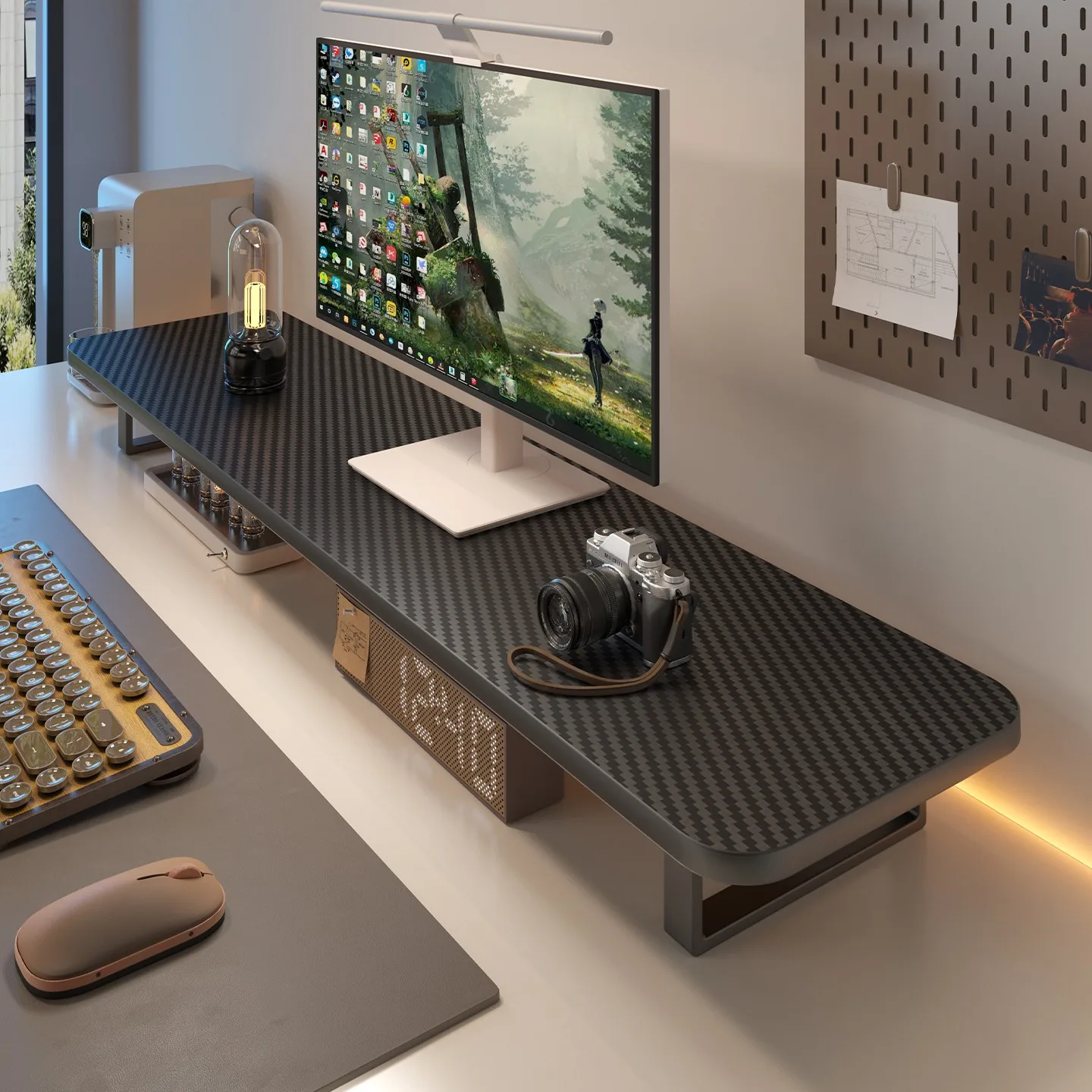 Modern Minimalist Computer Desk Stand Desktop Display Base Support Bracket Extended Laptop Holder for Gaming Room Workstation