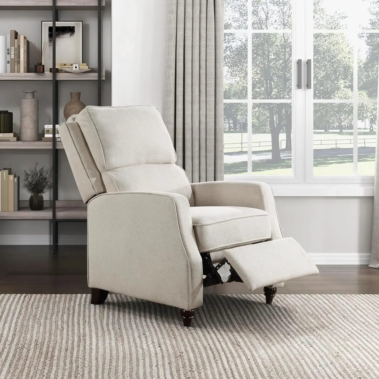 Textured Fabric Push Back Manual Recliner Chair, 29.5