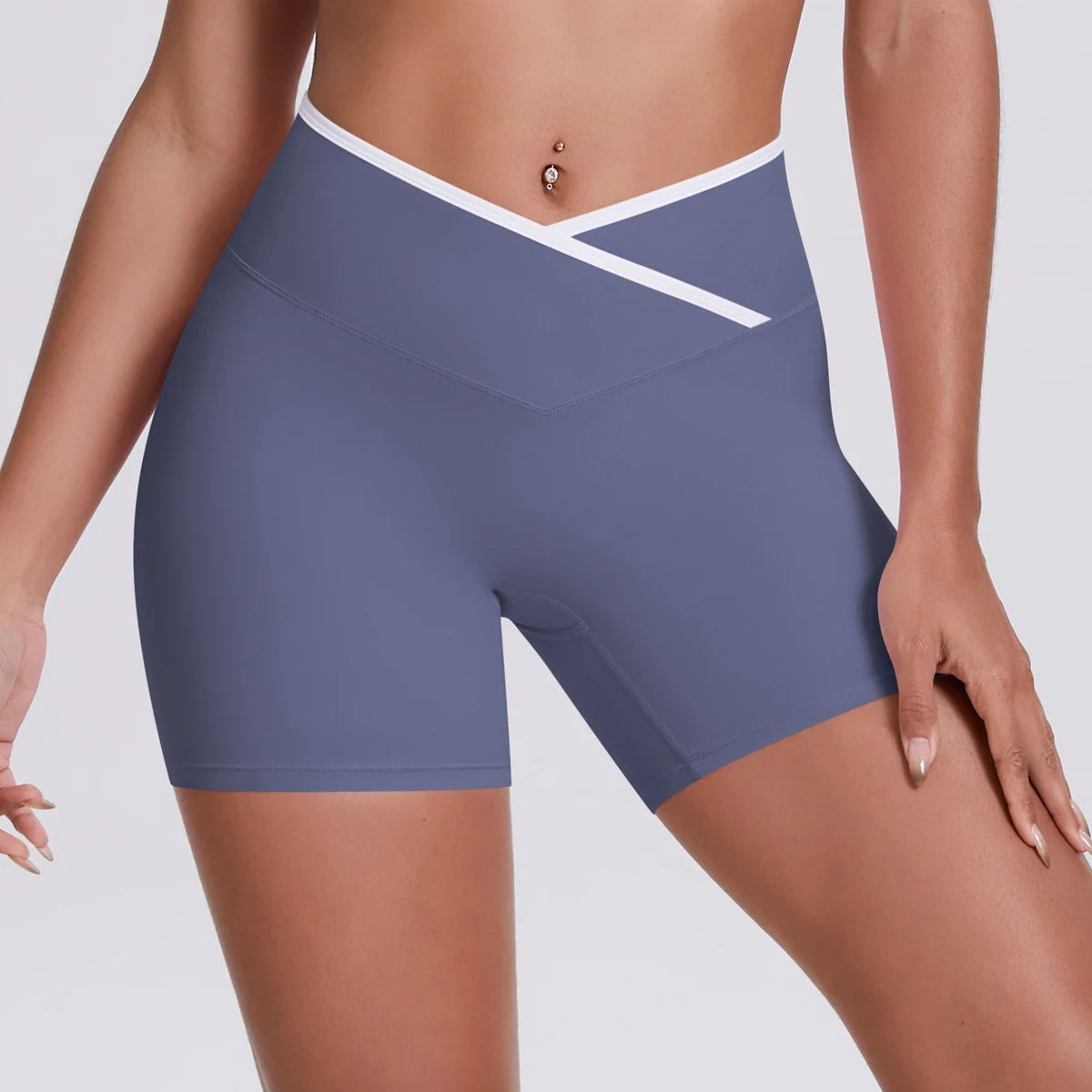 Yoga-Shorts, Damen-Fitness-Shorts, Shorts mit V-förmiger Taille, Lauf- und Fahrradshorts, atmungsaktive Sportleggings, Shorts mit hoher Taille für das Training und das Fitnessstudio. – Detail 29