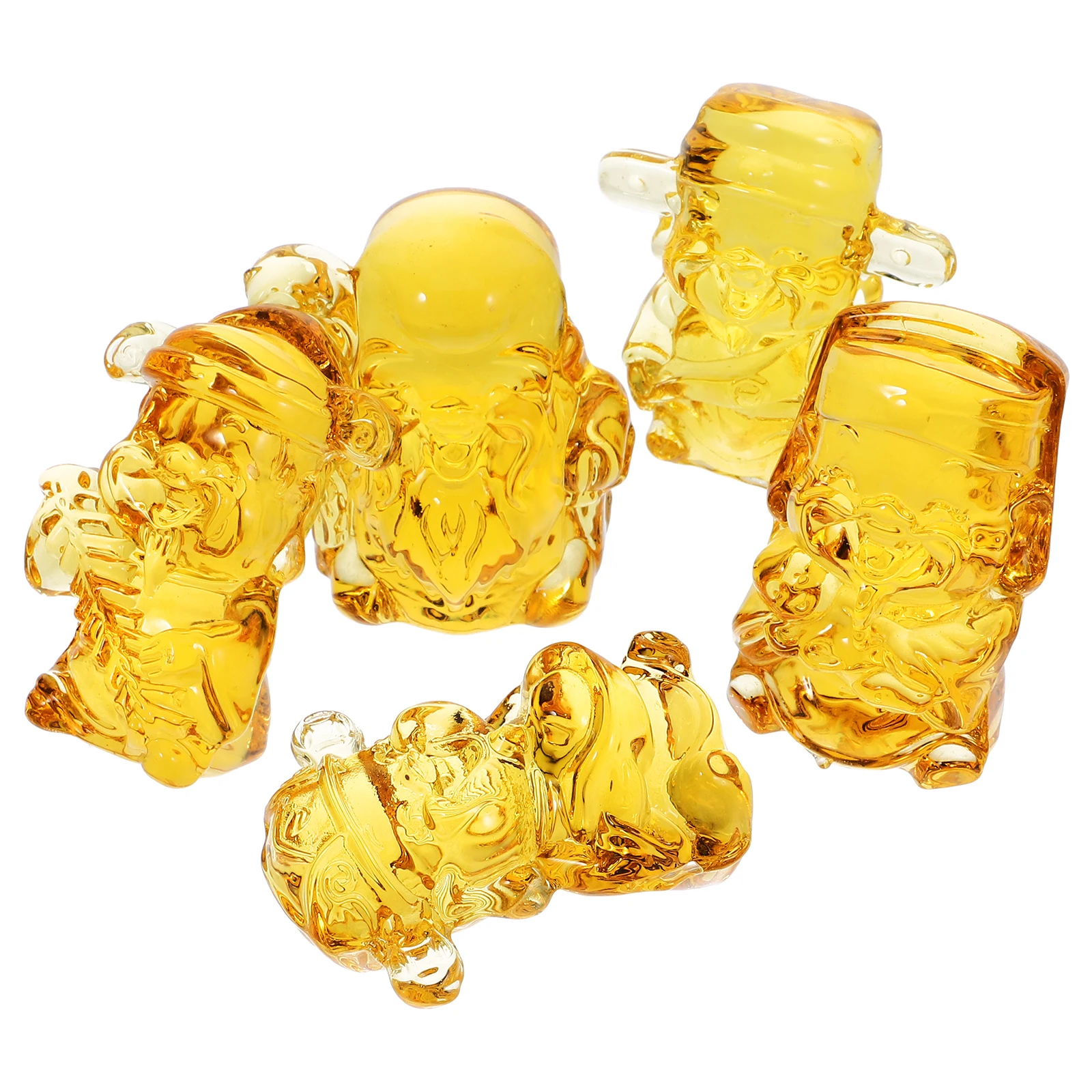 

5pcs Desktop God Of Wealth Statue Sculpture Decor Home Office Small Space Gold Of Wealth Statue Cultural Significance