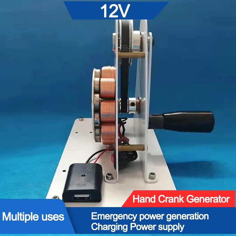 

Hand Crank Generator Emergency USB Charging 12V Permanent Magnetic Small Power Generation Physics Electromagnetism Teaching Tool