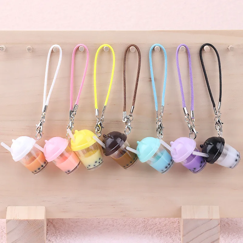 1 Piece 1:12 Doll House Mini Pearl Milk Tea Cup Model Pendant DIY Miniature Scene Accessories Doll House Decoration Ceychain