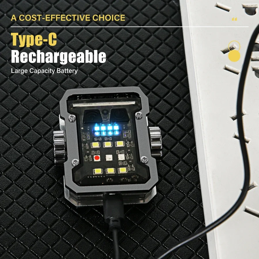 Mini Keychain Flashlight Rechargeable Camping Lamp Safety Warning Light Magnetic Repair Light Outdoor Work Light Emergency Lamp