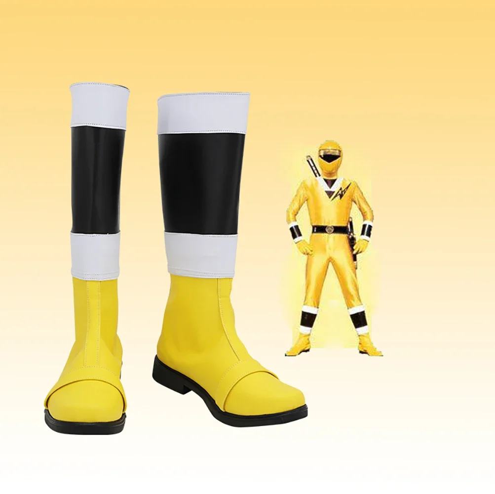 Ninja Sentai Kakuranger SeiKai Ninja Yellow Cosplay Boots Customized Leather Shoes for Unisex