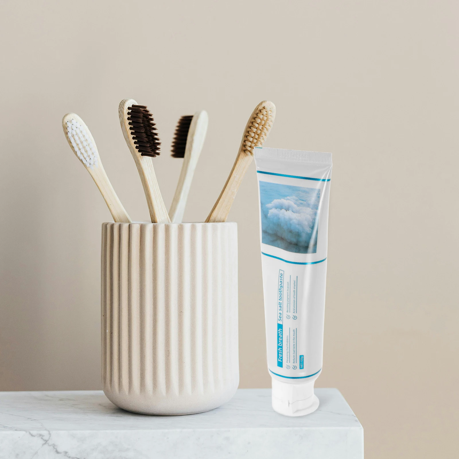 

Sea Salt Toothpaste 144G Hydroxyapatite Remineralizing Bamboo Charcoal Coconut Oil Enamel Protection Sensitive Teeth