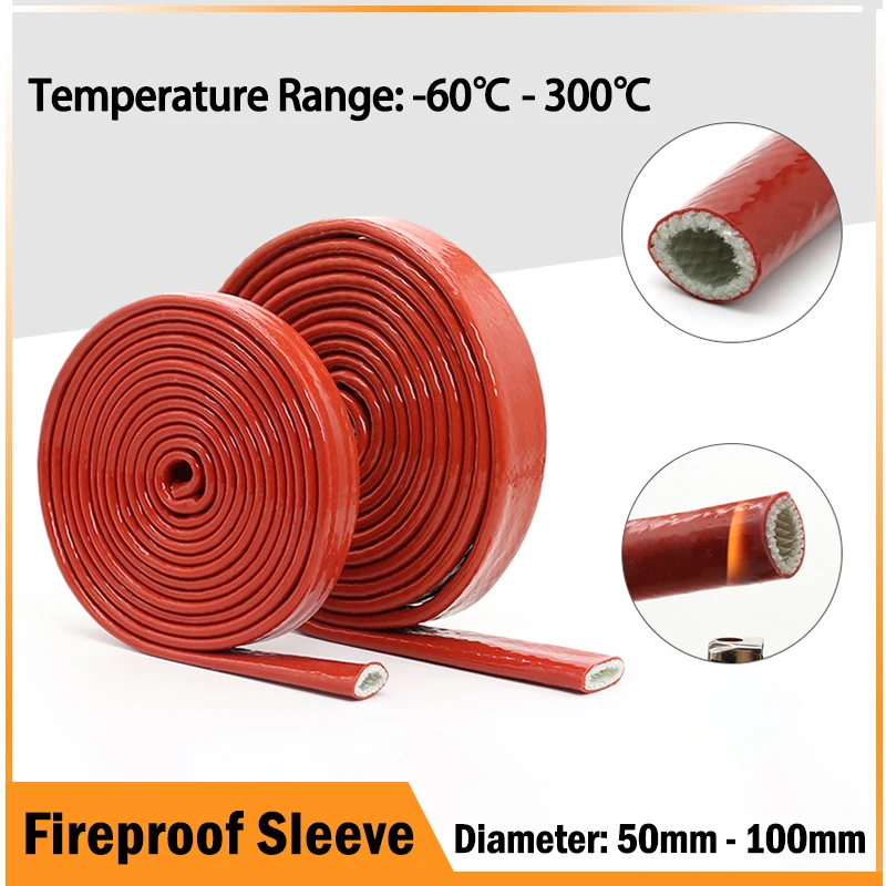 

High Temperature Resistant Fiberglass Tube Silicone Resin Coated Glass Fiber Braided Fireproof Sleeve Fire Retardant Casing Pipe