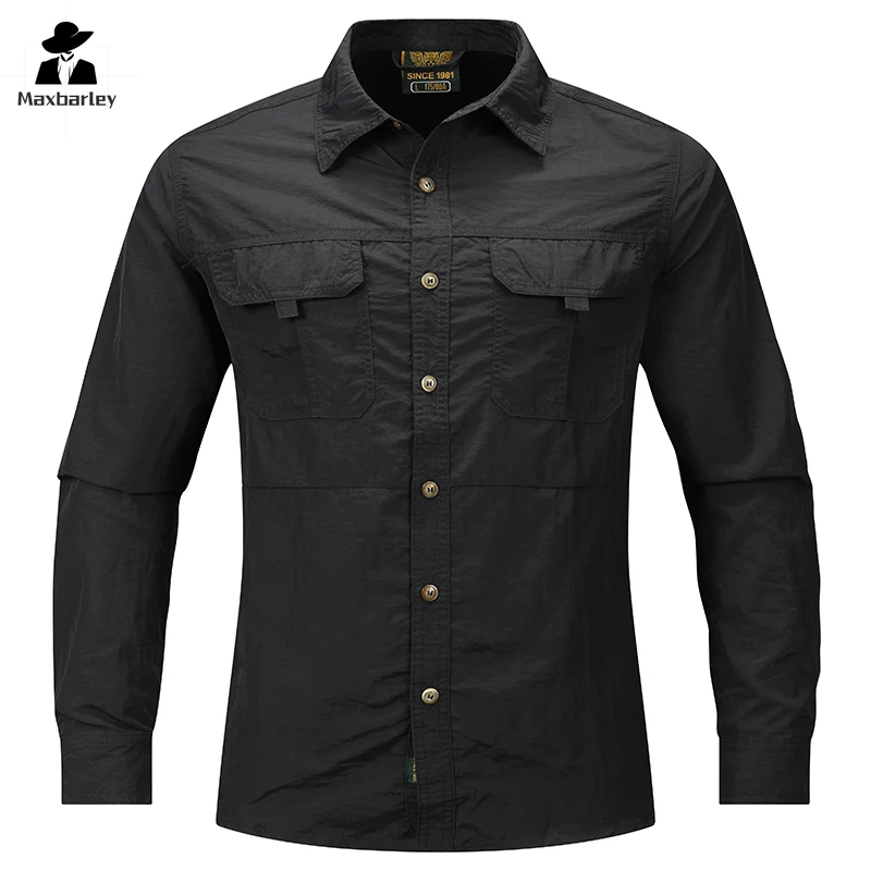 Spring Summer Shirt Men's Outdoor Thin Breathable Long Sleeve Top Casual Male Camping Fishing Quick-drying Work Clothes Jacket