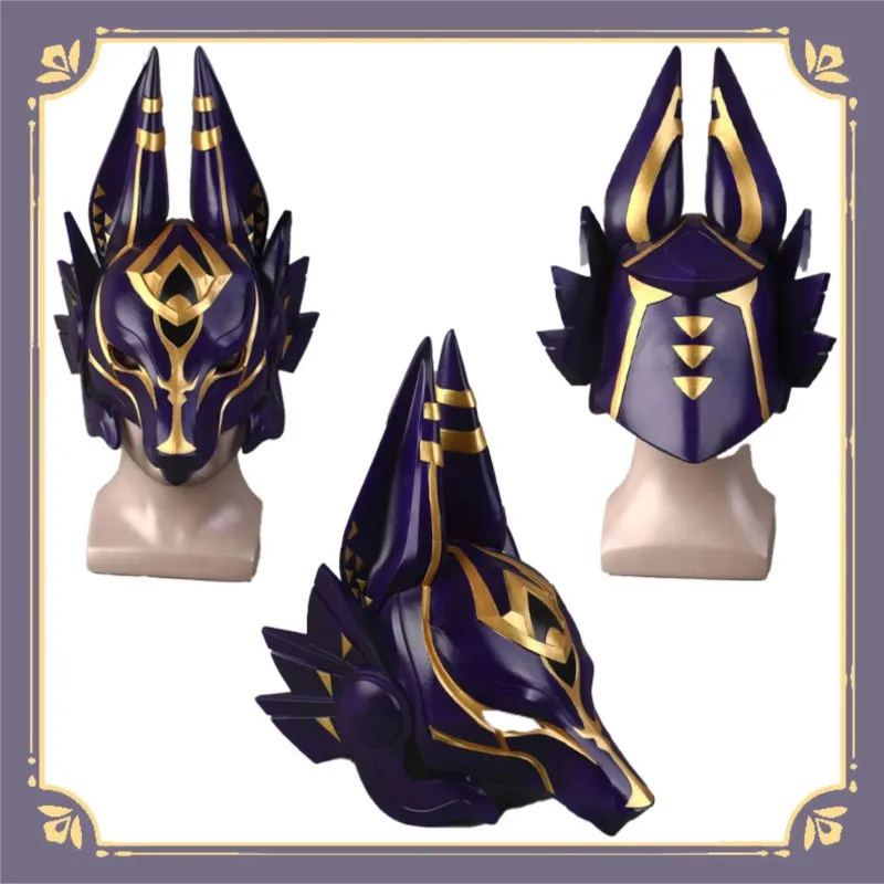 BGenshin Impact Cyno Staff Ofthe Scarlet Sands casco máscara Halloween Anime juego Cosplay Prop fiesta de Halloween juego de Navidad rol