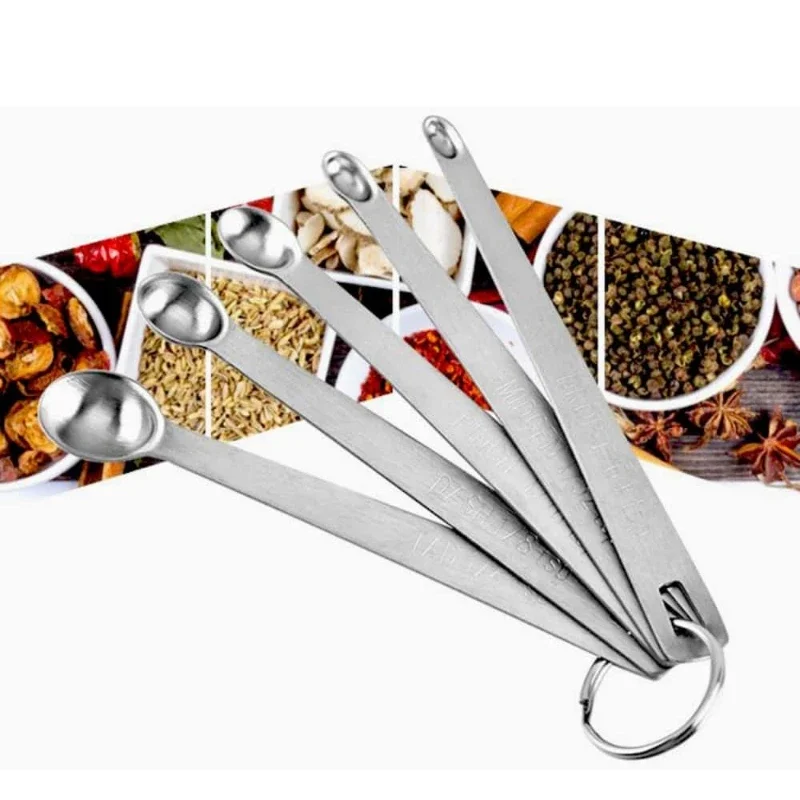 

5pcs/Set Mini Measuring Spoon Baking Tools Stainless Steel Kitchen Seasoning Spoon Multiple Size Spoon Tea Seasoning Coffee Tool