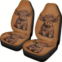 2pcs Brown Cow Print Car Seat Covers For Women And Men, Universal Front Seat Protectors For Cars, SUV Sedans, Trucks, Sedans, Fr
