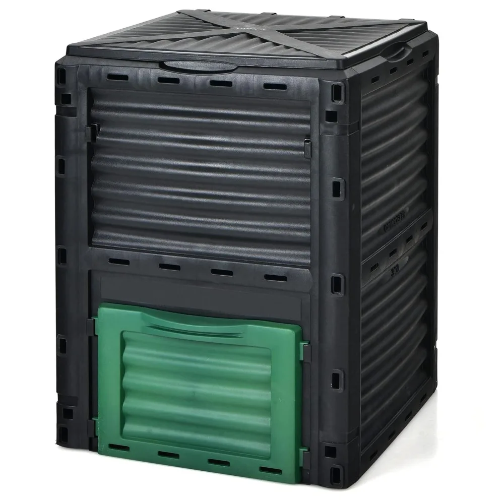 

Compost Bin, 80 Gallon (300 L) Large Outdoor Composting Box W/Top Flip Latch-on Lid, Bottom Exit Door, BPA Free, Customized