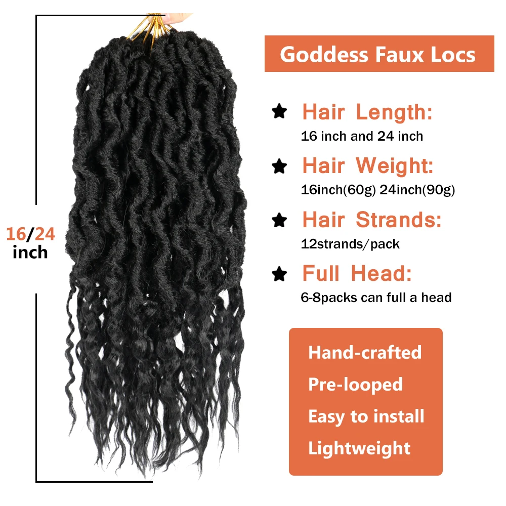 Hair Nest Synthetic Goddess Faux Locs Crochet Braid Hair Bohemian Locs Synthetic Dreadlocks Ombre Braiding Hair Afro Dreadlock