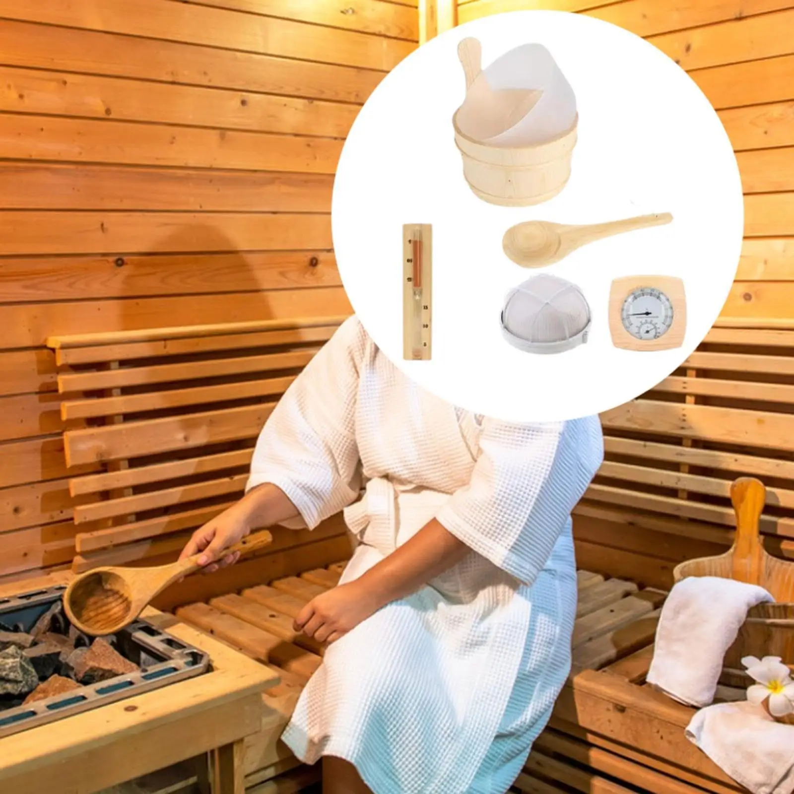 

Деревянное ведро и ковш для сауны, аксессуары для СПА, песочные часы для сауны с паровой сауной, набор аксессуаров для сауны