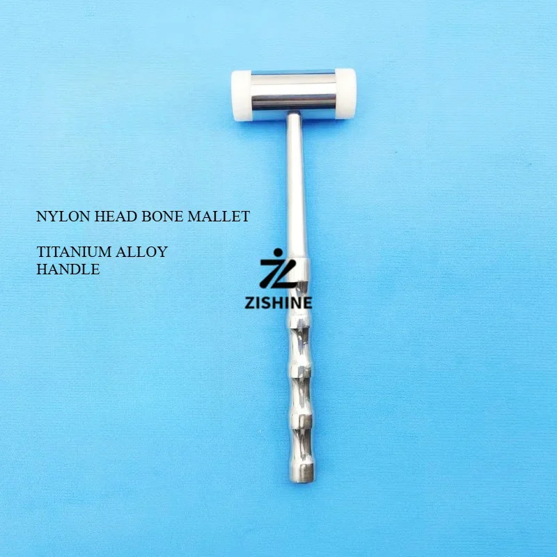Dental Stainless Steel Bone Mallet - Double Nylon Head Tooth Extraction Surgical Hammer Autoclavable Dentistry Lab Instrument