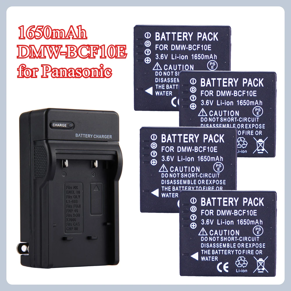 3,6 В 1650 мАч DMW-BCF10 DMW-BCF10E Аккумулятор + зарядное устройство для Panasonic CGA-S/106D DMC-TS2 TS3 TS4 F2 F3 F4 FH1 FH20 FH22 FH3