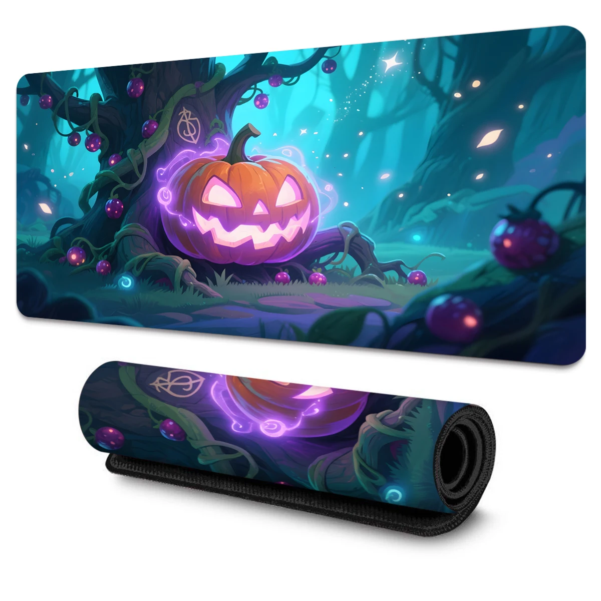Halloween Themed Mouse Pad,Spooky Pumpkin & Ghost Patterns,Non-Slip Rubber Base,Game,Office&Home Desk Accessory Festival Gifts