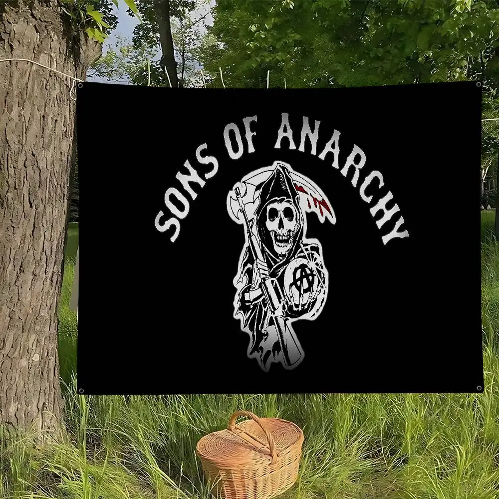 Son Of Anarchy American Crime Tv Cartoon Flag Wall Hanging Banner Decoration Household Home Decor