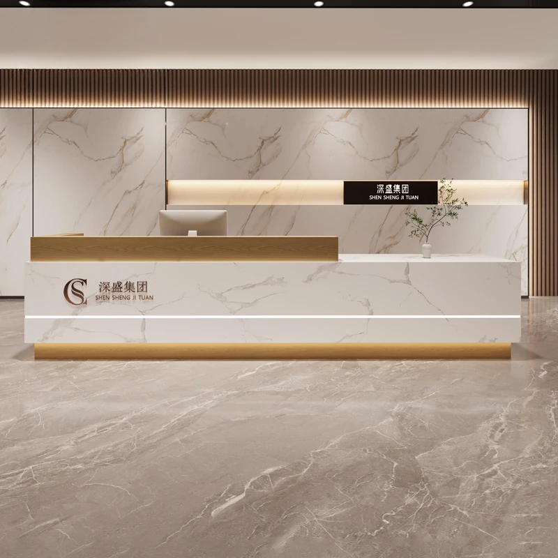 Luxury Office Reception Desk Advisory Counter Lighting Accessories Register Front Desk Salon Comptoir Caisse Reception Furniture