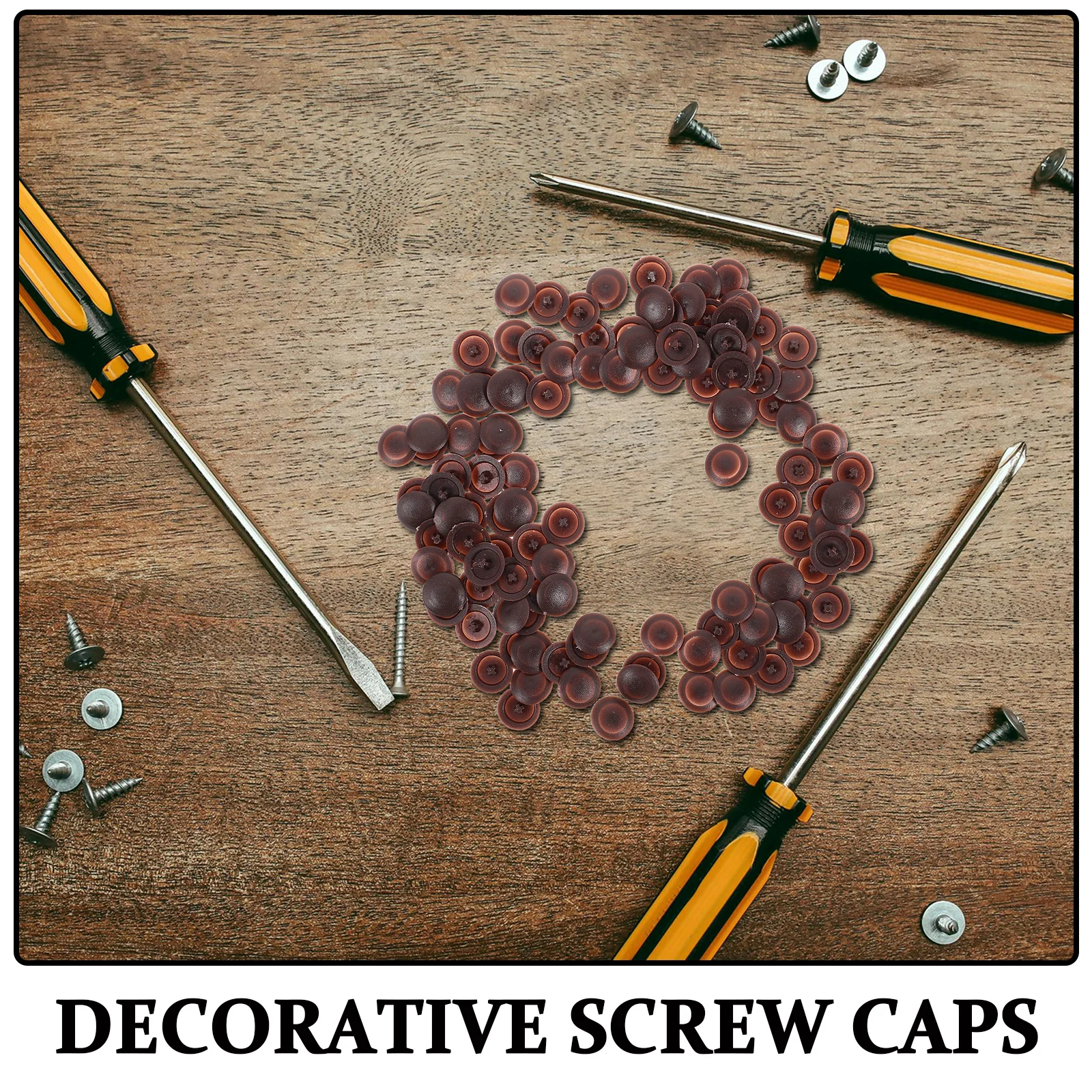 ฝาครอบสกรูแบบไขว้ 100 ชิ้น ฝาครอบพลาสติกตกแต่งสำหรับเฟอร์นิเจอร์ ตู้ไม้ ป้องกันฝุ่น ฝาครอบรูแบบยึดติดเอง