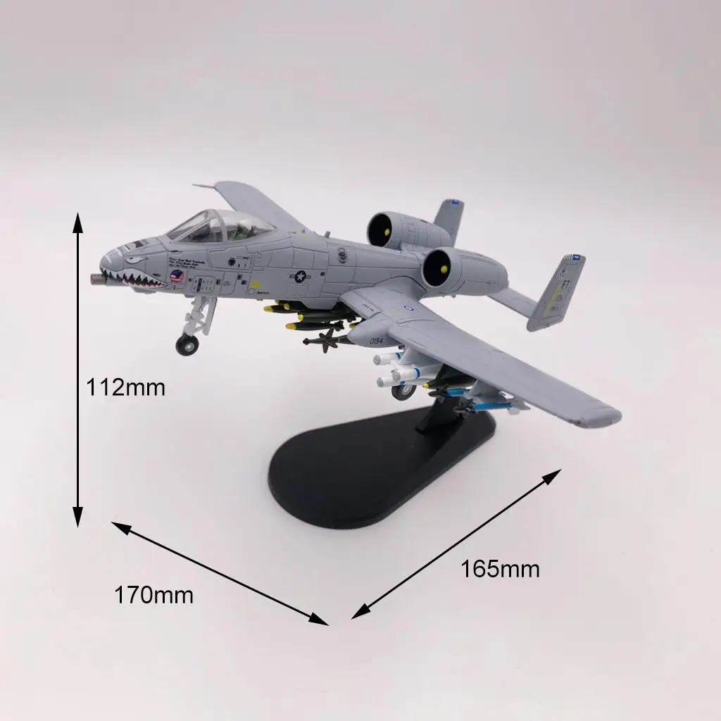 1/100 Scale Die Cast Realistic Aviation USA A-10 Attack Plane Airplane Fighter Aircraft Model Toys w/ Display Stand