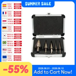 Set di punte per trapano a gradino in cobalto Hss 5pcs metrico/pollici ALLSOME 50 fori multipli 50 dimensioni con custodia in alluminio