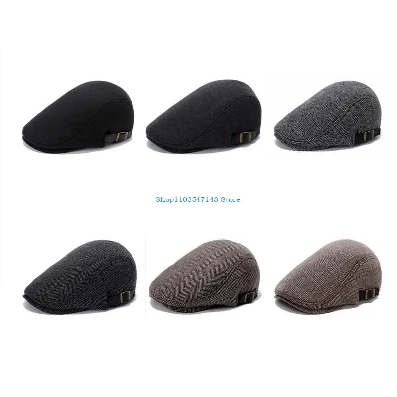 

P88B Mens Wool Blends Flat Gatsby Newsboy Driving Hat Adjustable Driving Cap
