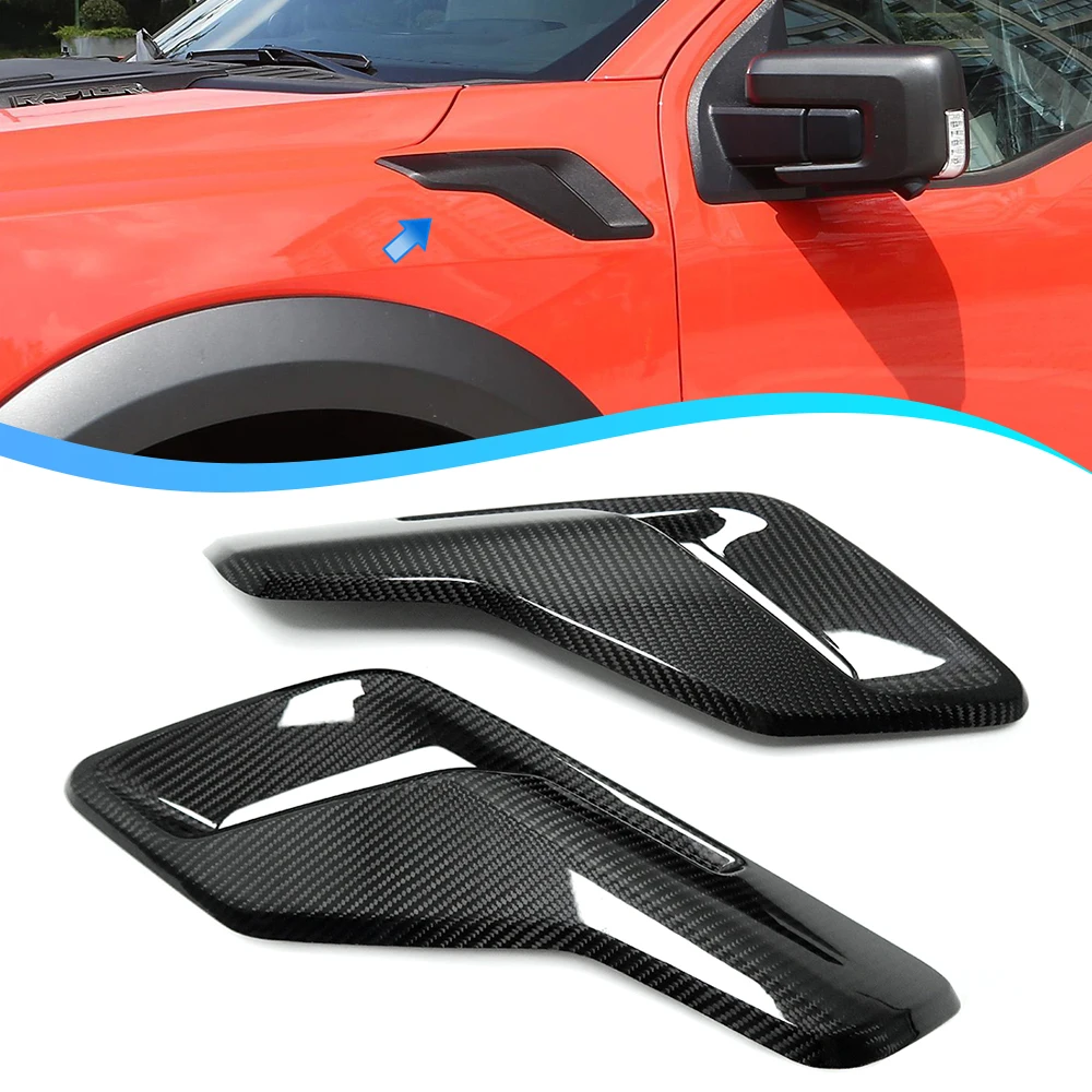 

For Ford F-150 F150 Raptor R 2021+ Car Front Fender Side Vent Cover Side Body Marker Vent Cover Real Carbon Fiber Accessories