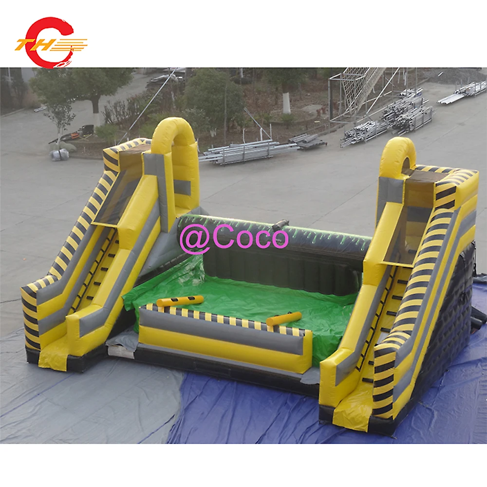 free air ship to door,10x6x5m giant inflatable battle zone jousting balance challenge game, good qualtiy joust field