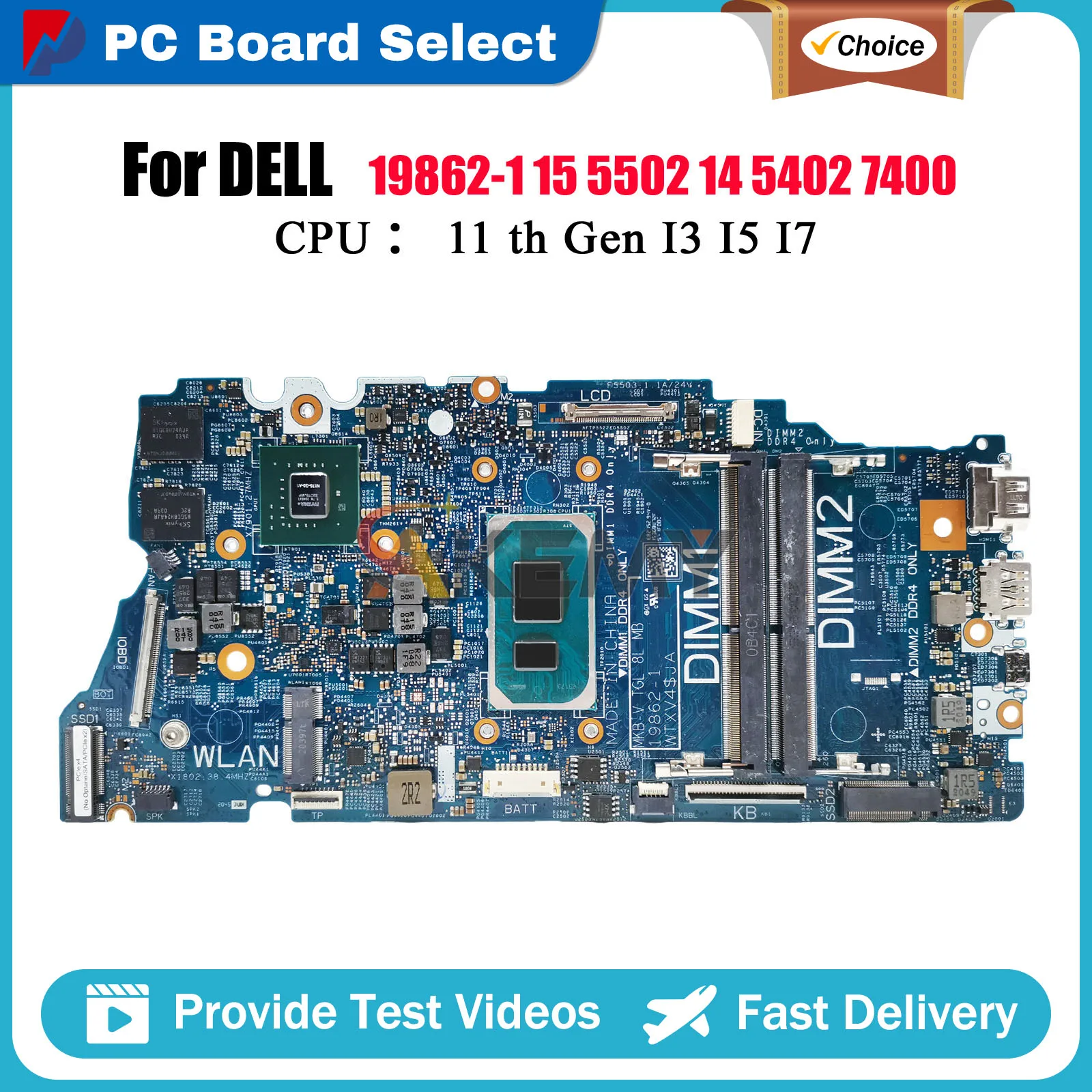

Материнская плата для ноутбука Dell Vostro 5402 5502 19862-1 с процессором i3 i5 i7 CN-0G0XMN 04D2JV 0H2F8K 010GRP 100% полностью протестирована