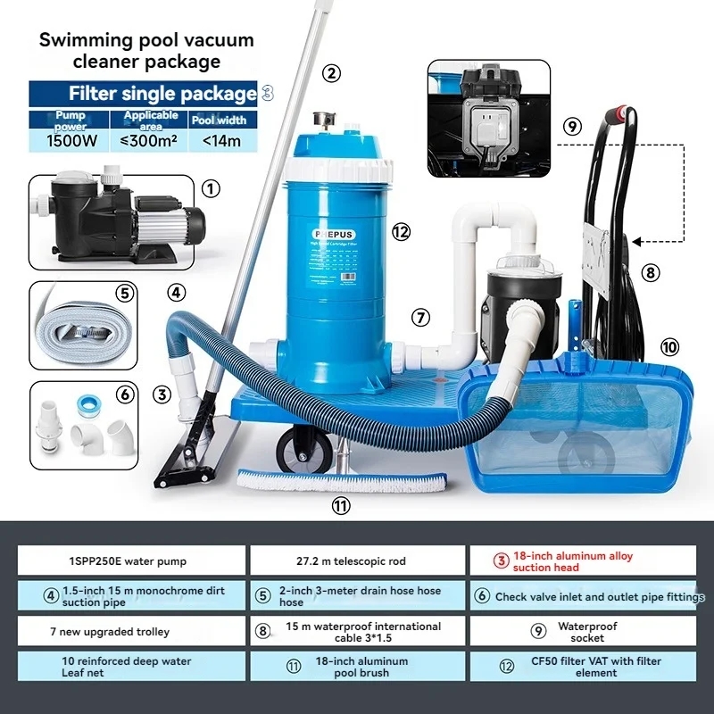 Pool Bottom Suction Pump Fish Pool Bottom Suction Equipment Underwater Vacuum Cleaner Algae Sludge Cleaning