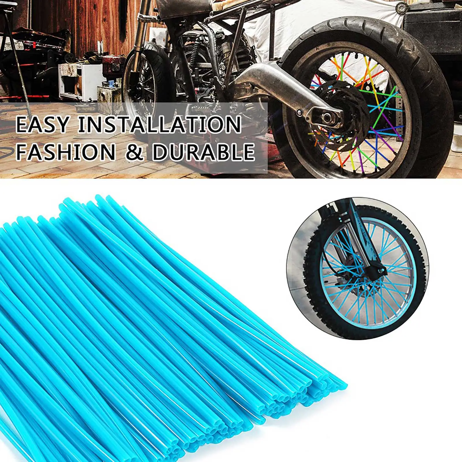 36Pcs 17cm Universal Motorcycle Wheel Spoked Protector Wraps Rims Skin Trim Covers Pipe For Motocross Bicycle Bike Accessories