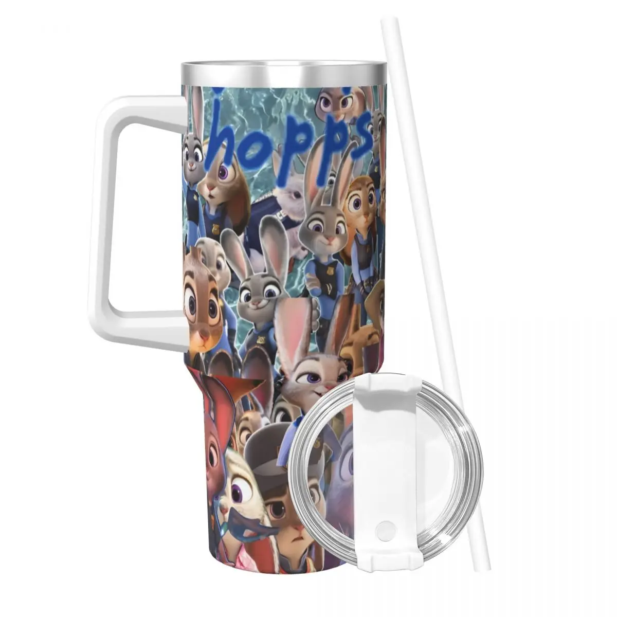 Cartoon Zootopia Print Judy Hopps Stainless Steel Tumbler Beach Car Mugs Large Thermal Mug Leakproof Cold Milk Water Bottle