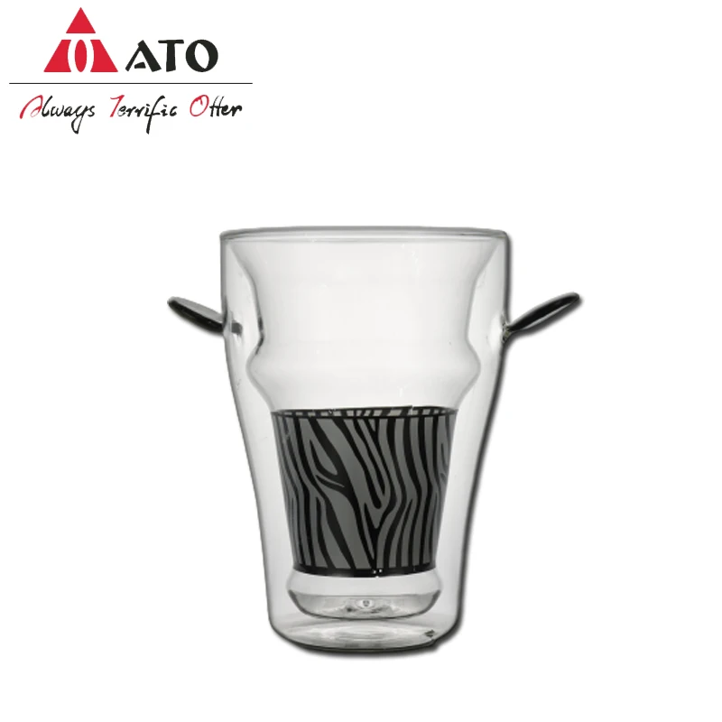 ATO Creative zebra Glass Tea Milk Cups with Scale Coffee Mug Kitchen glass cup