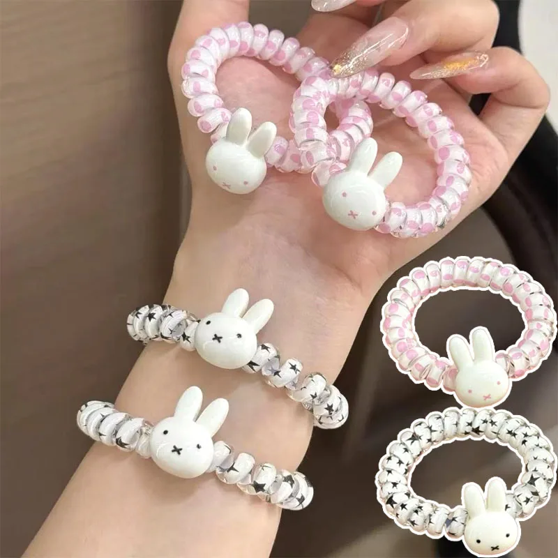 

Miffy пластиковый телефонный провод эластичные ленты для волос креативные прозрачные резинки спиральные резинки для волос аксессуары для женщин и девочек