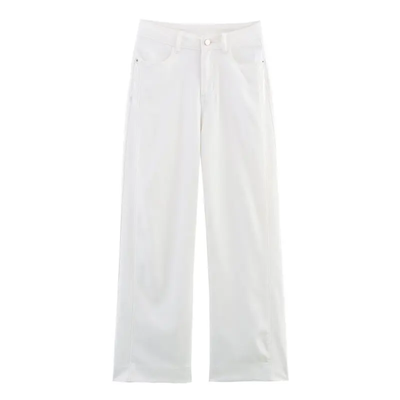 Hoge taille wijde pijpen ultradunne stof jeans lange broek dames Faion veelzijdige afslanken herfst nieuwe collectie casual Sle