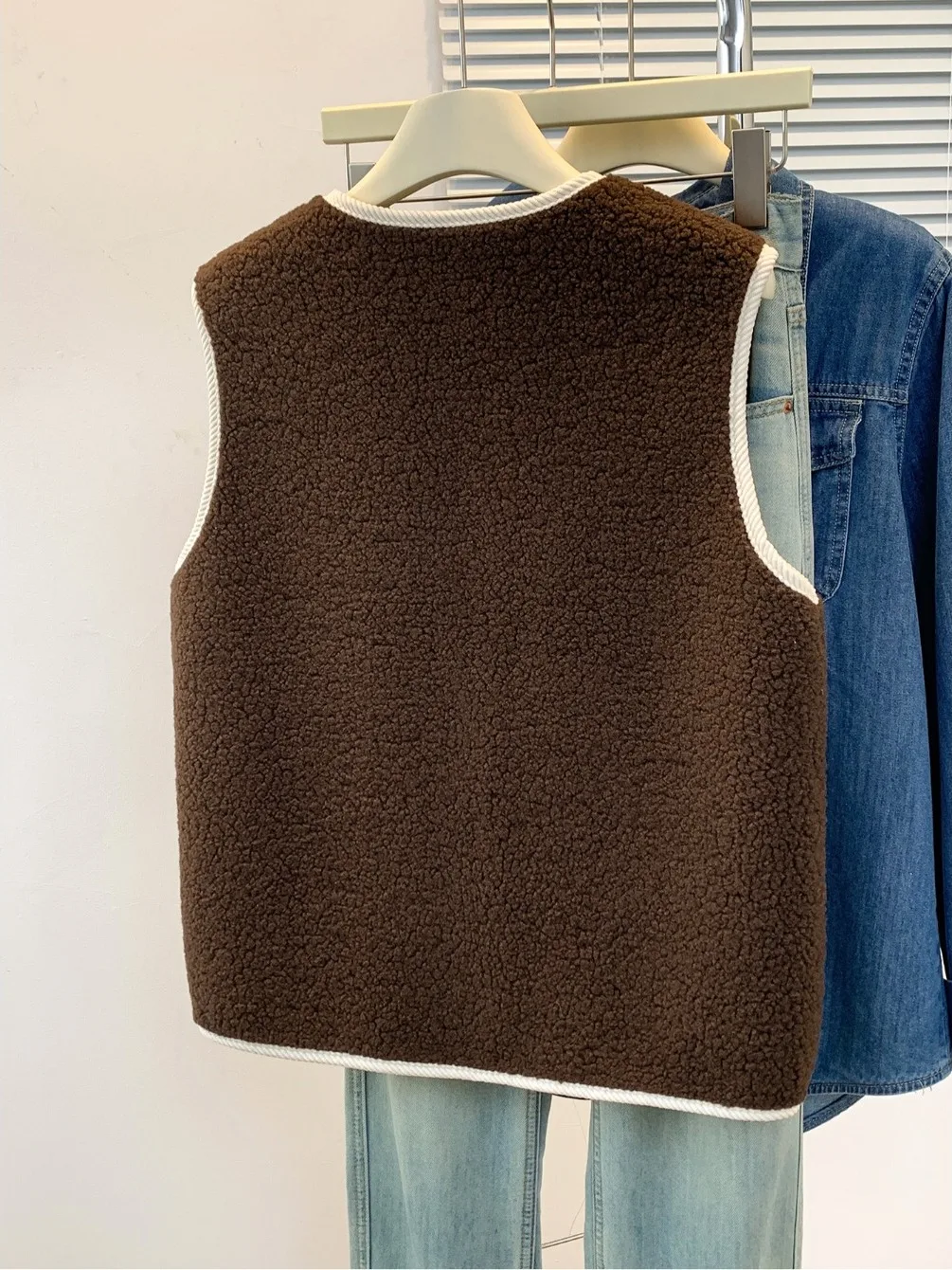 Jaet feminino de pele de cordeiro solto leve calor vela colete outono inverno faion novo sle meimei grande