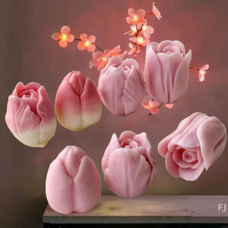 

1Pcs Handmade Fragranced Candle Plaster Mold, DIY Tulip Flower Silicone Baking Accessory for Cookies, Chocolates, Candies