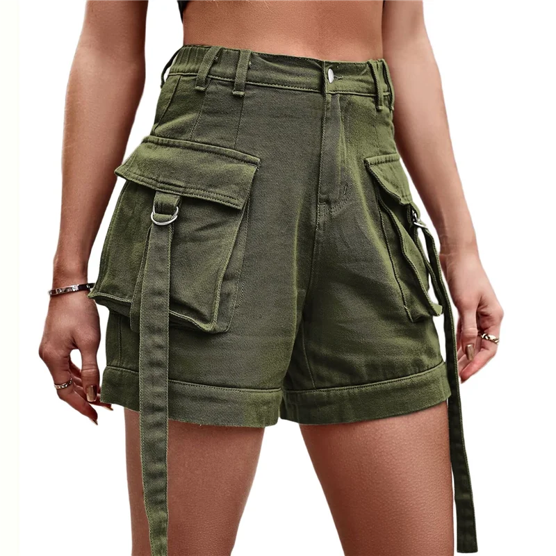 

MOPHE-Women Cargo Denim Shorts - Summer Casual Vintage Loose Button Zipper Shorts