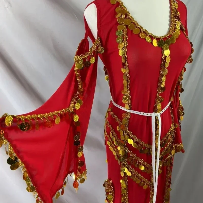 Maßgeschneiderte Bauchtanz-Wettbewerbskostüme, orientalische Tanzkleider für Erwachsene, ethnische Roben für Frauen, Bühnenoutfits – Detail 7