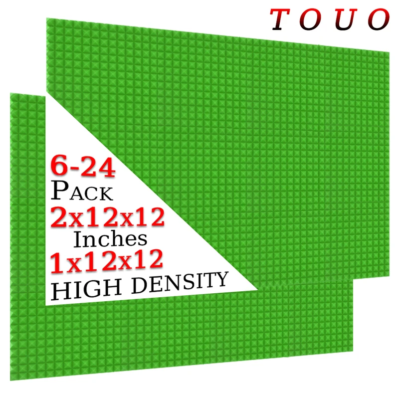 

TOUO 6/12/24 Pcs Sound Absorbing High-Density Soundproofing Panel Pyramid Foam Panels Wall Soundproofing Acoustic Treatment