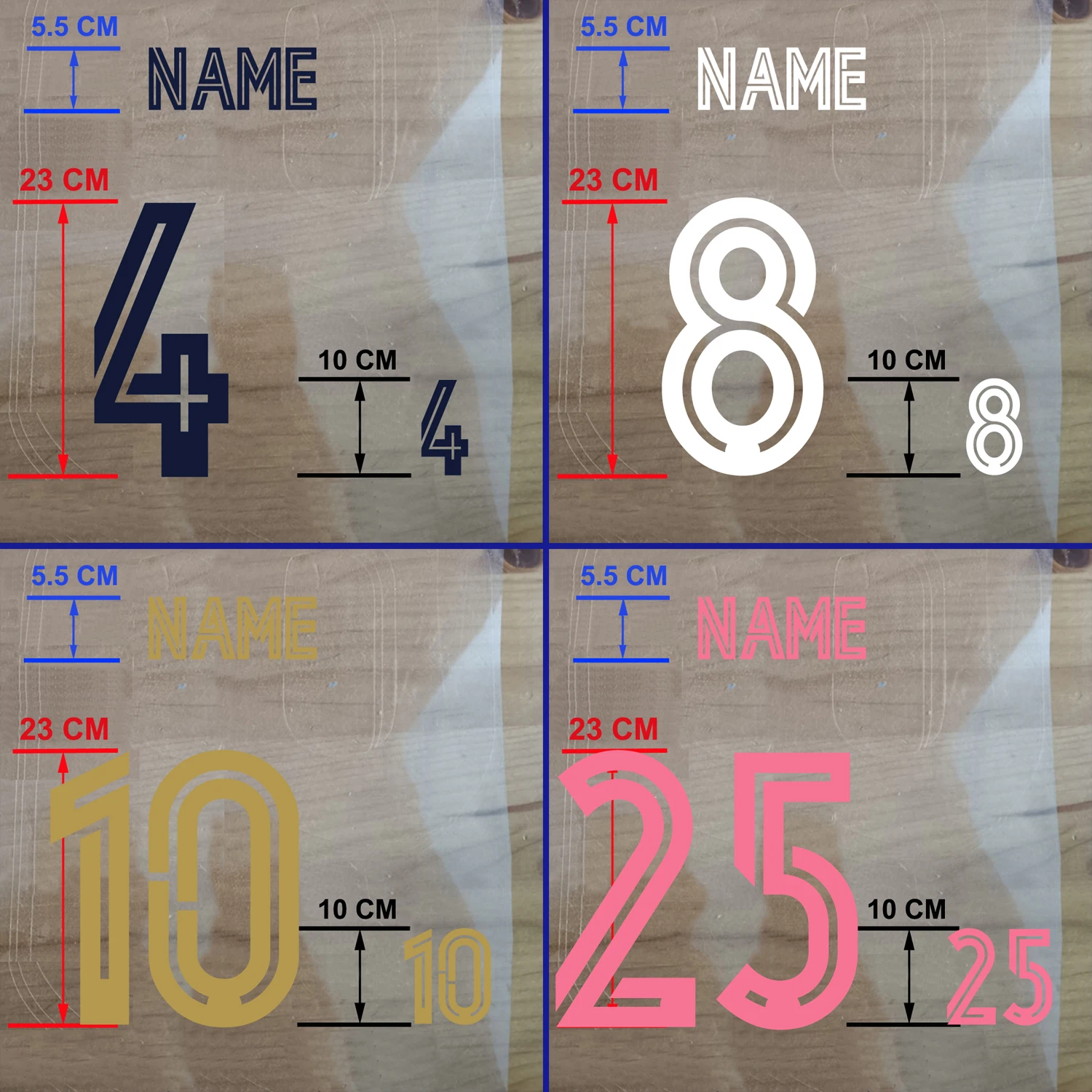 2020 2021 Customized Soccer Number Nameset Patch Pink Navy Gold Hot Stamping Patches Badges Printing Iron on Transfer Sticker