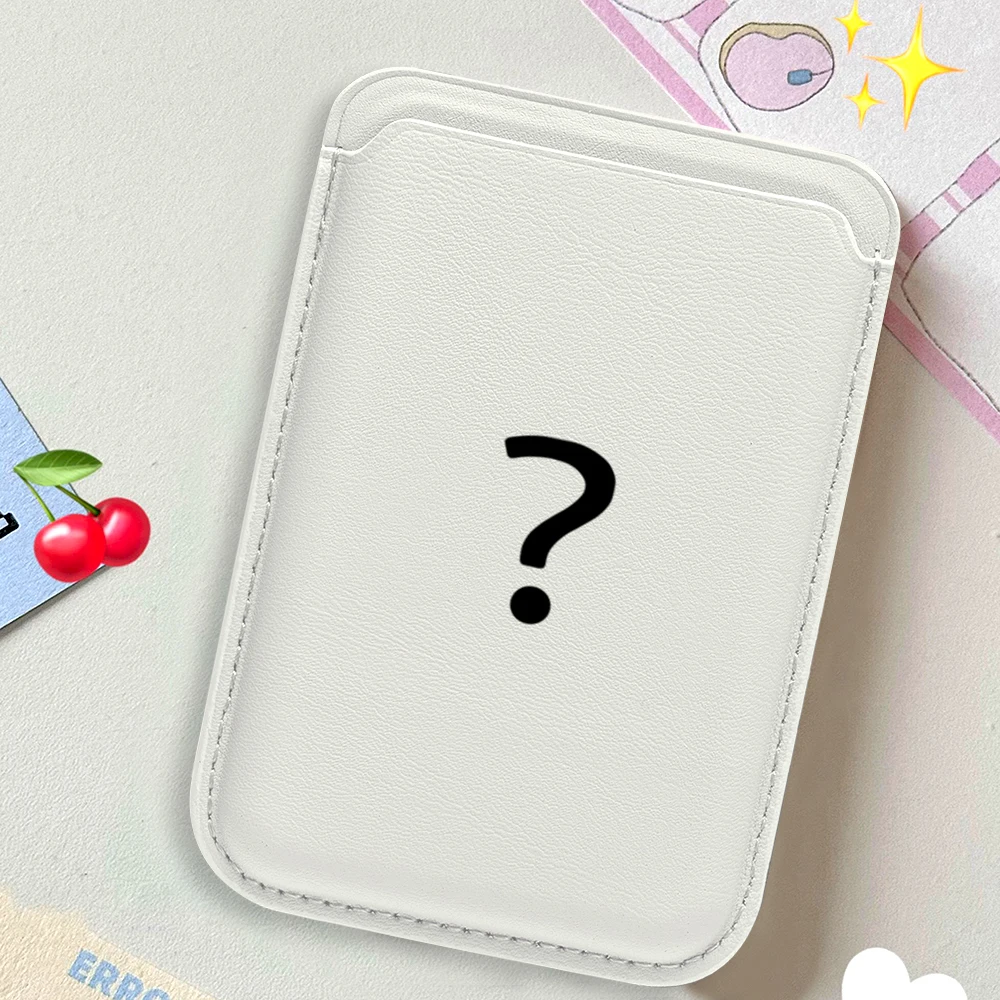 Einfaches Fragezeichen Leder-Kartenetui Telefonkartenhalter für Magnetische Hülle Geeignet für alle iPhone Magsafe Karten-Handyrückseiten-Taschen – Detail 3