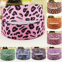 22mm 25mm 38mm 75mm Leopard cartoon printed Grosgrain Ribbon party decoration 10 Yards satin ribbons