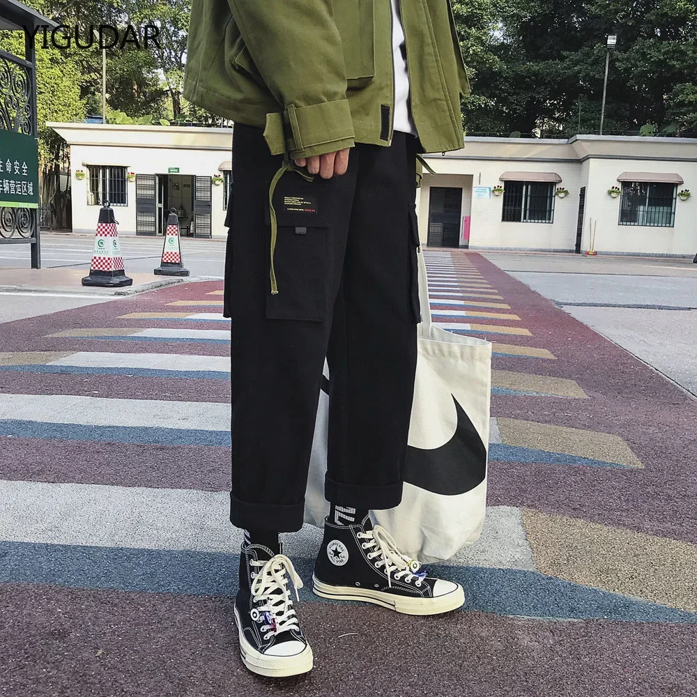 

New Streetwear Men's Multi Pockets Cargo Harem Pants Hip Hop Casual Male Track Pants Joggers Trousers Fashion Harajuku Men Pants